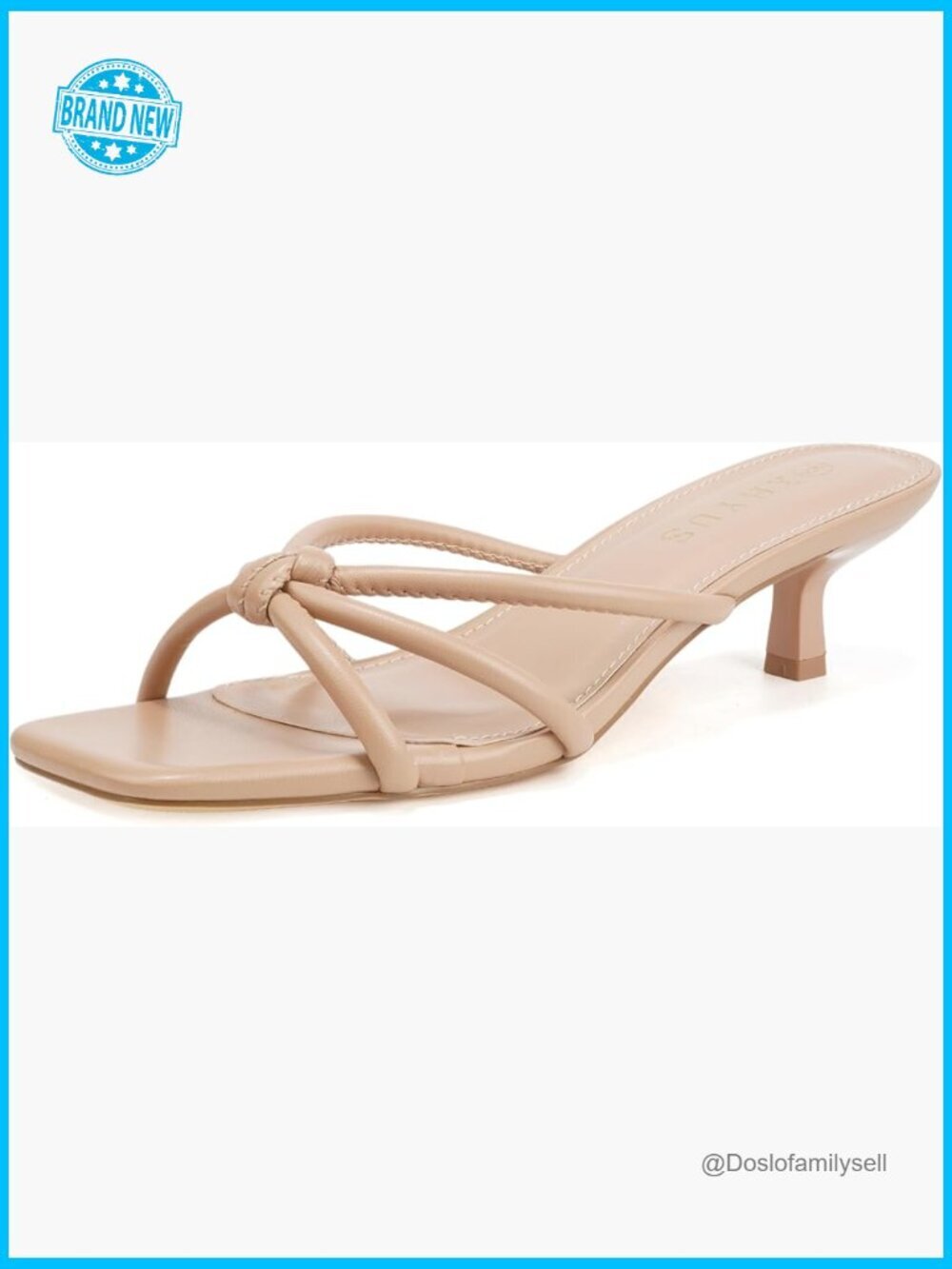 Square Toe Kitten Heel Sandals Strappy Backless Slip On Summer Wedge Heels